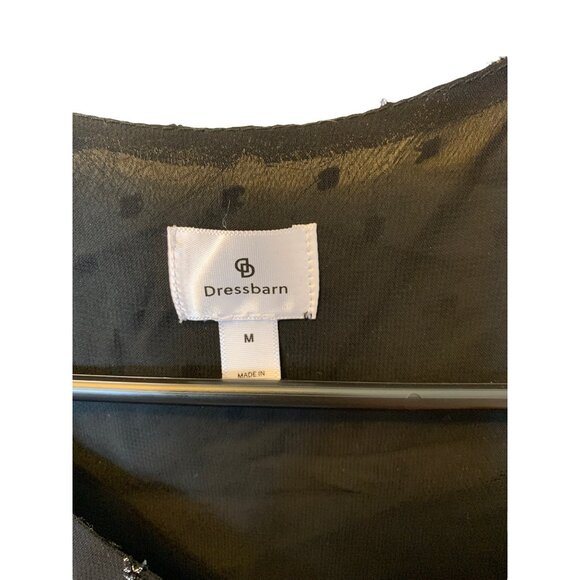 🍒 2/$20 🍒 Black Business Casual Women’s Blouse with Gold & Silver Dots sz M - Picture 4 of 10